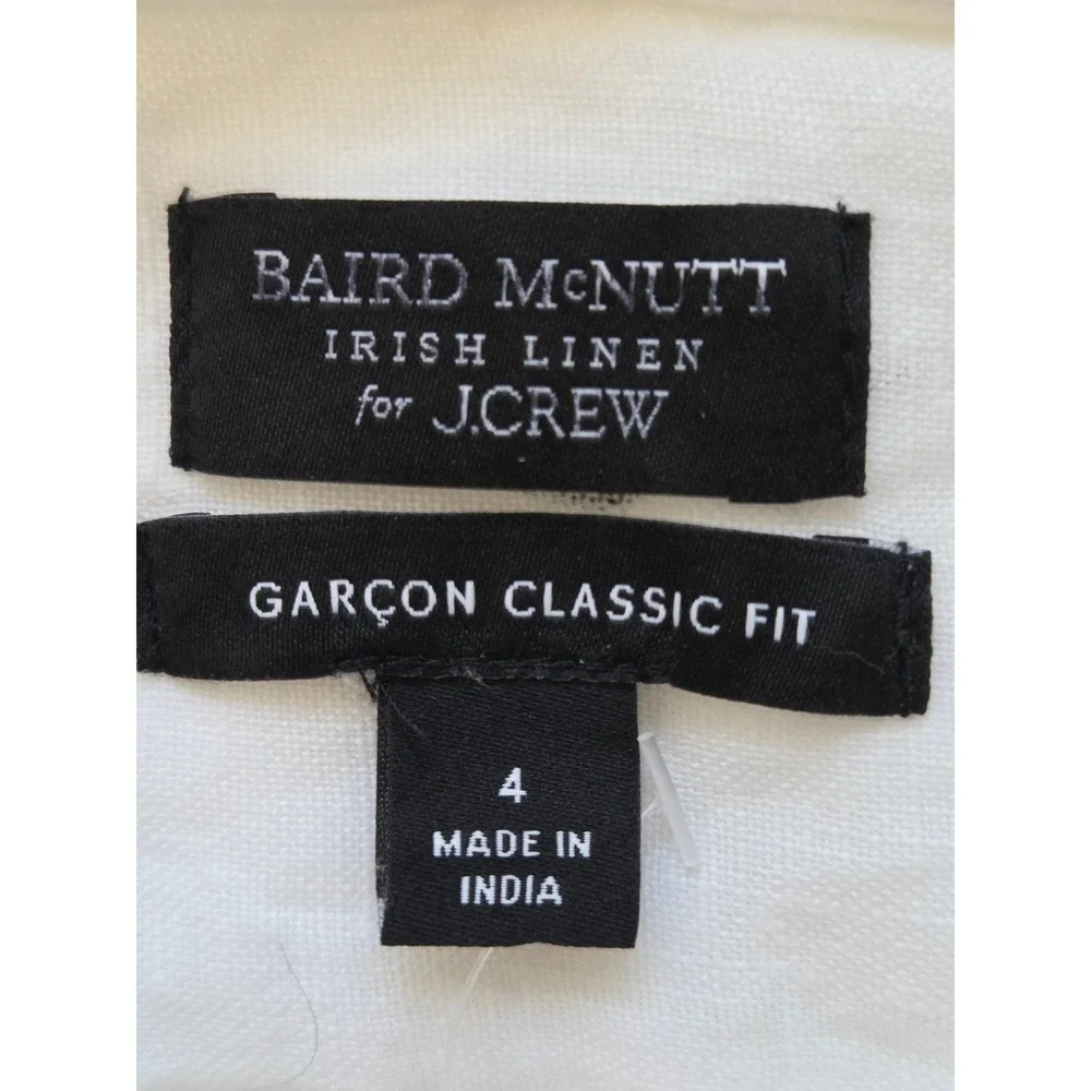 J. Crew Garçon Classic Shirt Baird McNutt Linen Womens 4 White NWT $118 CG940